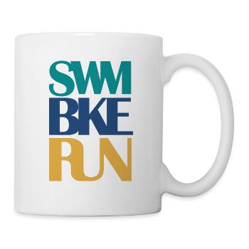 Swim Bike Run bunt - Tasse - Weiß - Rechts