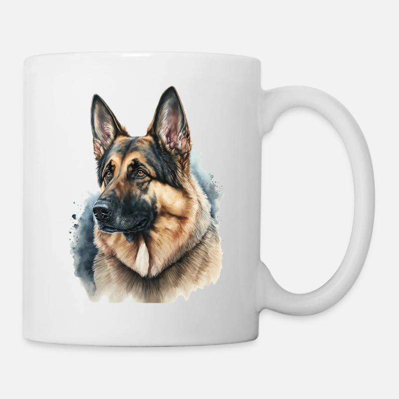Deutscher Schäferhund Wasserfarben - Tasse - Weiß