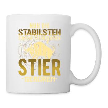 Sternzeichen Stier stabil Geschenk - Tasse - Weiß - Rechts