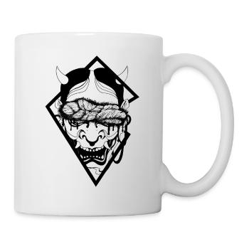 Oni Mask Japanische Tattoo Maske - Tasse - Weiß - Rechts