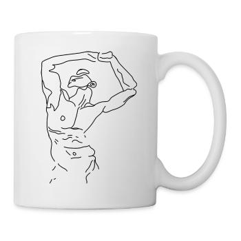 Nick - Line Art, Männliche Kunst, Schwule Kunst, Akt Nackte Kunst - Tasse - Weiß - Rechts