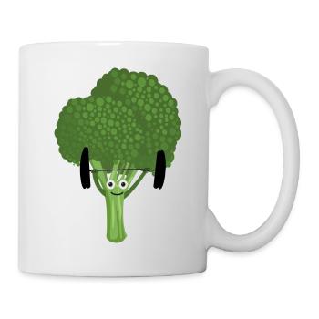 sportler brokkoli,gewichte heben, brokkoli - Tasse - Weiß - Rechts