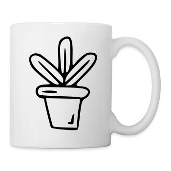 Pflanze Zeichnung Natur Skizze schwarz - Tasse - Weiß - Rechts