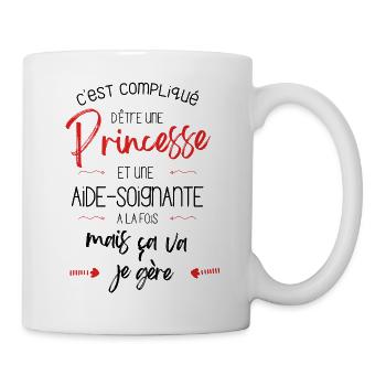 T-shirt Princesse Aide Soignante - cadeau drôle - Mug blanc - blanc - Droite