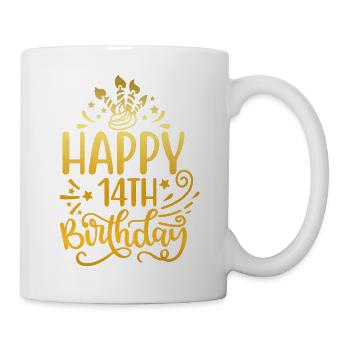 Alles Gute zum 14. Geburtstag 0-jährige Geschenkideen (Gold) - Tasse - Weiß - Rechts