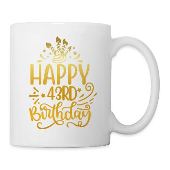 Herzlichen Glückwunsch zum 43. Geburtstag 43 Jahre alte Geschenkideen (Gold) - Tasse - Weiß - Rechts