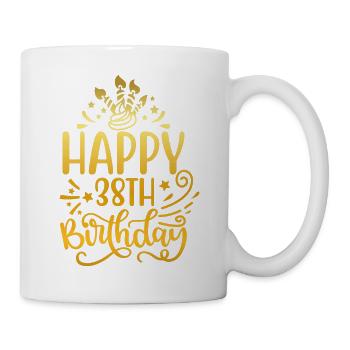 Herzlichen Glückwunsch zum 38. Geburtstag 38 Jahre alte Geschenkideen (Gold) - Tasse - Weiß - Rechts