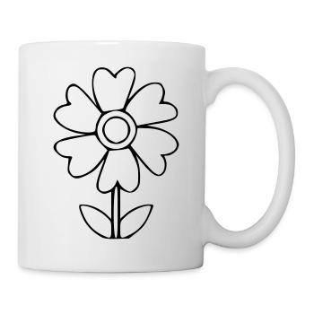 Dessin de fleur Nature croquis noir - Mug blanc - blanc - Droite