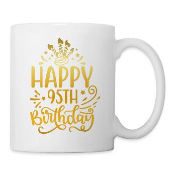 Happy 95th Birthday 95 Year Old Gift (Gold) - Mug - white - Right