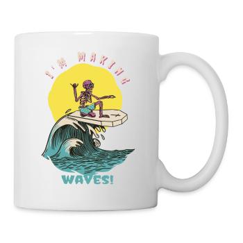 I'm Making Waves! Funny Retro Surfer - Tasse - Weiß - Rechts