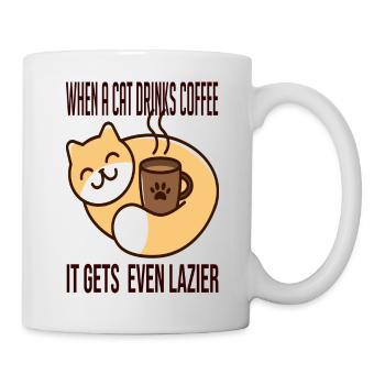 When a cat drinks coffee it gets even lazier - Mug - white - Right