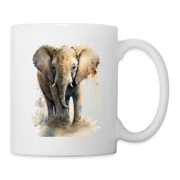 Süßer Kleiner Elefant Aquarell - Tasse - Weiß - Rechts