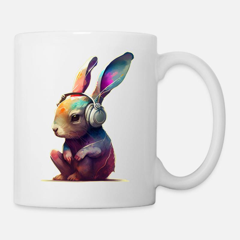 Hase mit Kopfhörern DJ - Tasse - Weiß