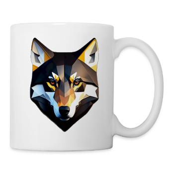 Low Poly Wolf Gesicht Design - Tasse - Weiß - Rechts