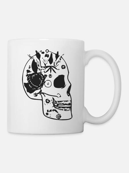 Geblümter Schädel - Tasse - Weiß