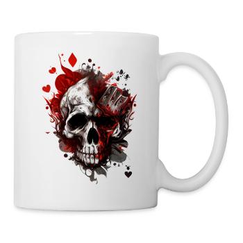 Splash mehrfarbiger Schädel. Pokerface - Tasse - Weiß - Rechts