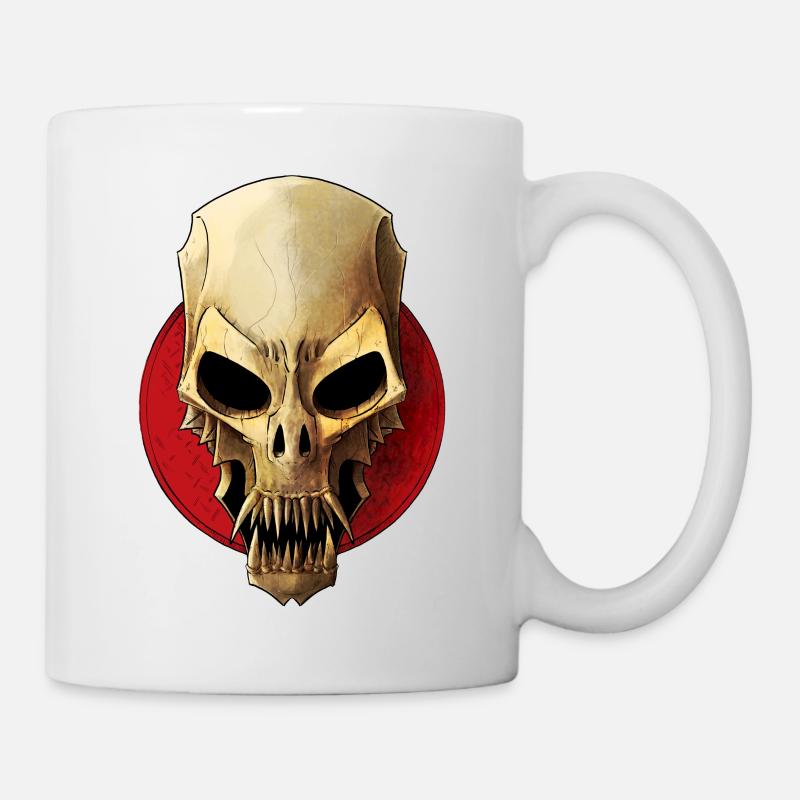 Illustration terrifiante d’un crâne de vampire - Mug blanc - blanc