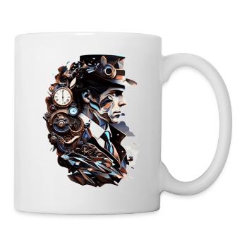 Steampunk und Technik als Vintage Zeitmaschine - Tasse - Weiß - Rechts