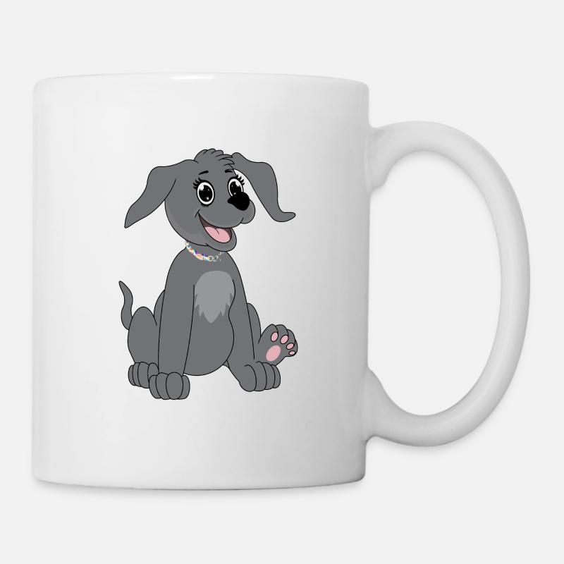 Dog sits - grey - Mug - white