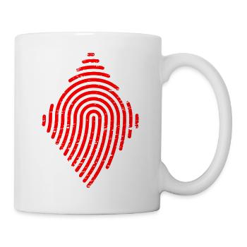 Karo Spielkarte Symbol Fingerabdruck - Tasse - Weiß - Rechts