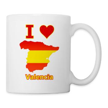 Spanienkarte mit der Stadt Valencia Flagge Karte - Tasse - Weiß - Rechts