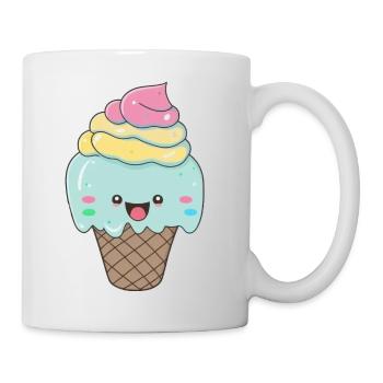 Kawaii Cute Happy Colorful Ice Cream - Mug - white - Right
