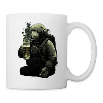 Gloomy Deep Sea Diver with Beer Illustration - Mug - white - Right