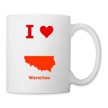 Poland map flag with the city of Warszawa - Mug - white - Right