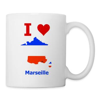 Frankreichkarte Flagge mit der Stadt Marseille - Tasse - Weiß - Rechts