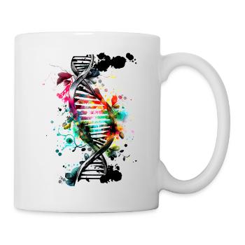 Watercolor, ink double helix in black colorful - Mug - white - Right
