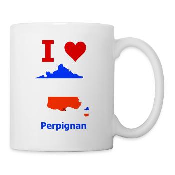 Frankreichkarte Flagge mit der Stadt Perpignan - Tasse - Weiß - Rechts