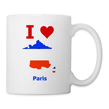Frankreichkarte Flagge mit der Stadt Paris - Tasse - Weiß - Rechts