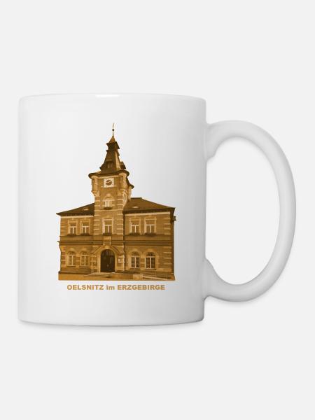 Oelsnitz Erzgebirge Rathaus Sachsen Bergbau - Tasse - Weiß