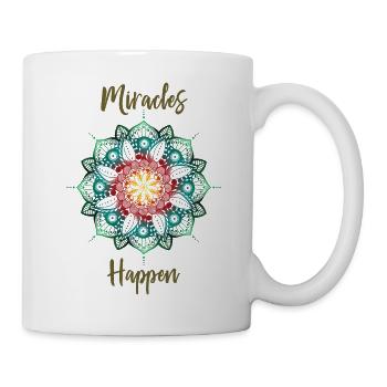 Mandala-Blume, Wunder geschehen - Tasse - Weiß - Rechts