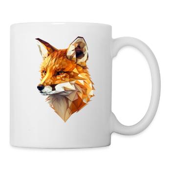 Polygon-Fuchs in warmen Tönen – Tierkunst - Tasse - Weiß - Rechts