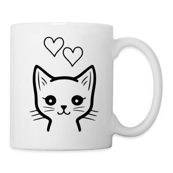 katze liebe - Tasse - Weiß - Rechts