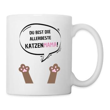 Du bist die beste Katzenmama braun - Tasse - Weiß - Rechts