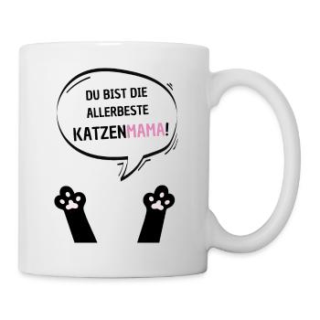 Du bist die beste Katzenmama schwarz - Tasse - Weiß - Rechts