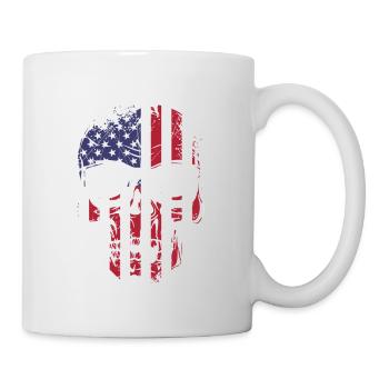 US Flaggen Schädel mit Sonnenbrille - Tasse - Weiß - Rechts