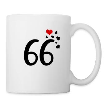 66. Geburtstag Jubiläum Herzen 66 - Tasse - Weiß - Rechts