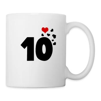10 Herzen 10. Geburtstag - Tasse - Weiß - Rechts
