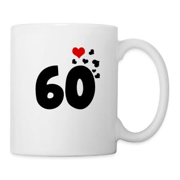 60 Herzen 60. Geburtstag - Tasse - Weiß - Rechts