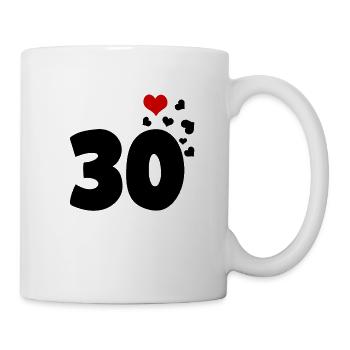 30 Herzen 30. Geburtstag - Tasse - Weiß - Rechts