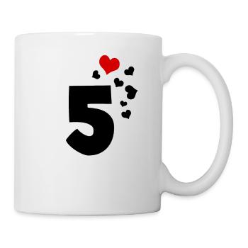 5 Herzen 5. Geburtstag - Tasse - Weiß - Rechts