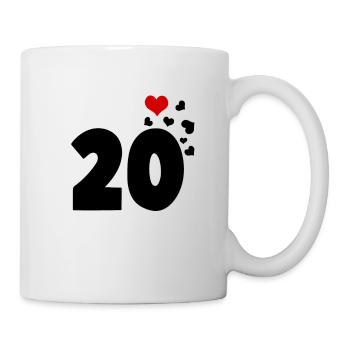 20 Herzen 20. Geburtstag - Tasse - Weiß - Rechts