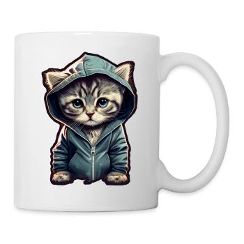 Babykatze mit Hoodie - Tasse - Weiß - Rechts