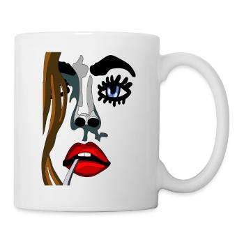 Augen auf Model Gesicht mit roten Lippen - Tasse - Weiß - Rechts