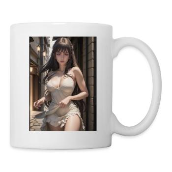 Woman in a alley, town,Generated AI - Mug - white - Right