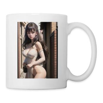 Woman in a alley, town,Generated AI - Mug - white - Right