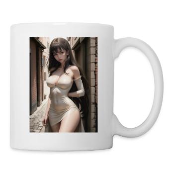 Woman in a alley, town,Generated AI - Tasse - Weiß - Rechts